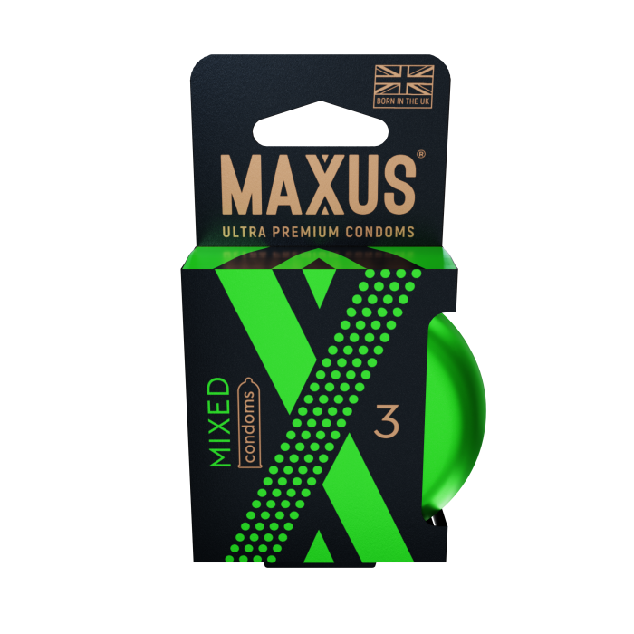  MAXUS Mixed, Презервативы латексные, набор, железный кейс, 3 шт.