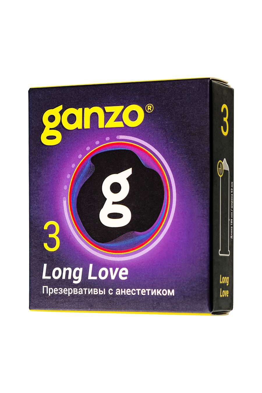  GANZO LONG LOVE, Презервативы латексные с анестезирующим эффектом, 3 шт.