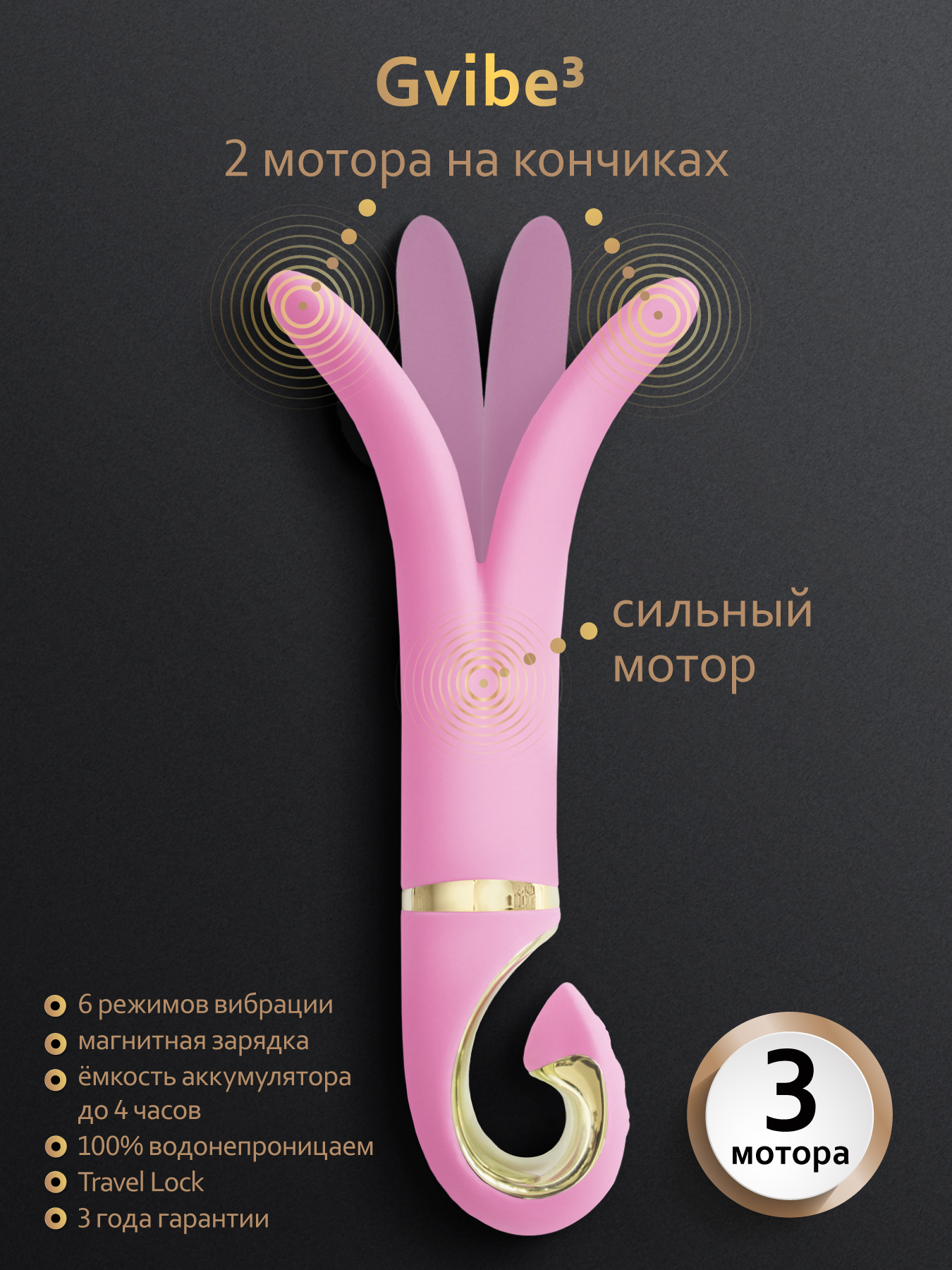 Gvibe 3, Многофункциональный вибромассажер 24 см.