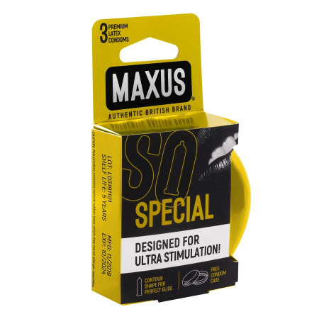  MAXUS Special, Презервативы латексные, точечно - ребристые, железный кейс, 3 шт.