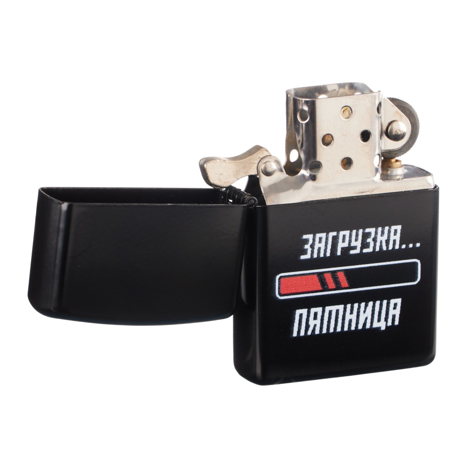  Зажигалка бензиновая "Загрузка пятница", черная