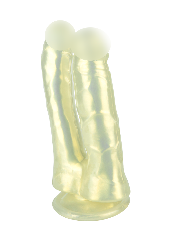  Двойной перламутровый фаллоимитатор Baroque Pearl Золотистый