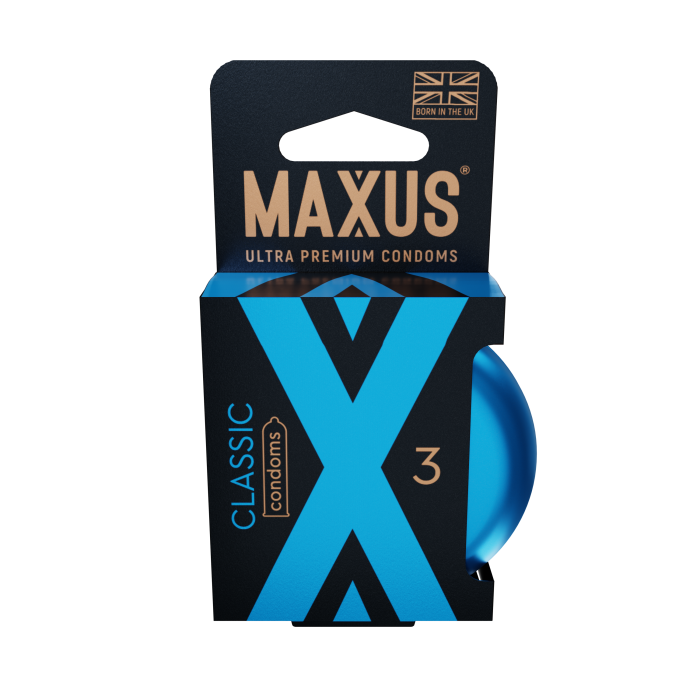  MAXUS Classic, Презервативы латексные, классические, железный кейс, 3 шт.