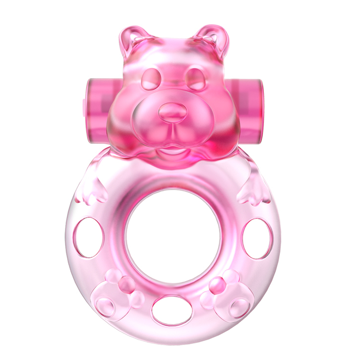  Эрекционное виброкольцо Pink bear, диаметр 1,5 см.