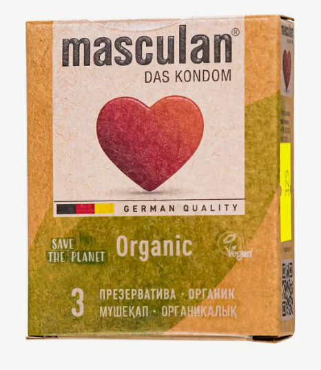  Masculan ORGANIC, Презервативы веганские латексные, утонченные, 3 шт.