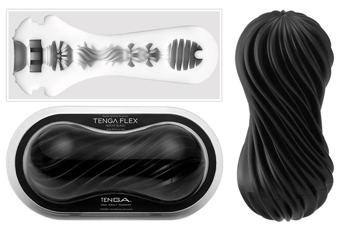  TENGA FLEX Rocky Black, Мастурбатор многоразовый