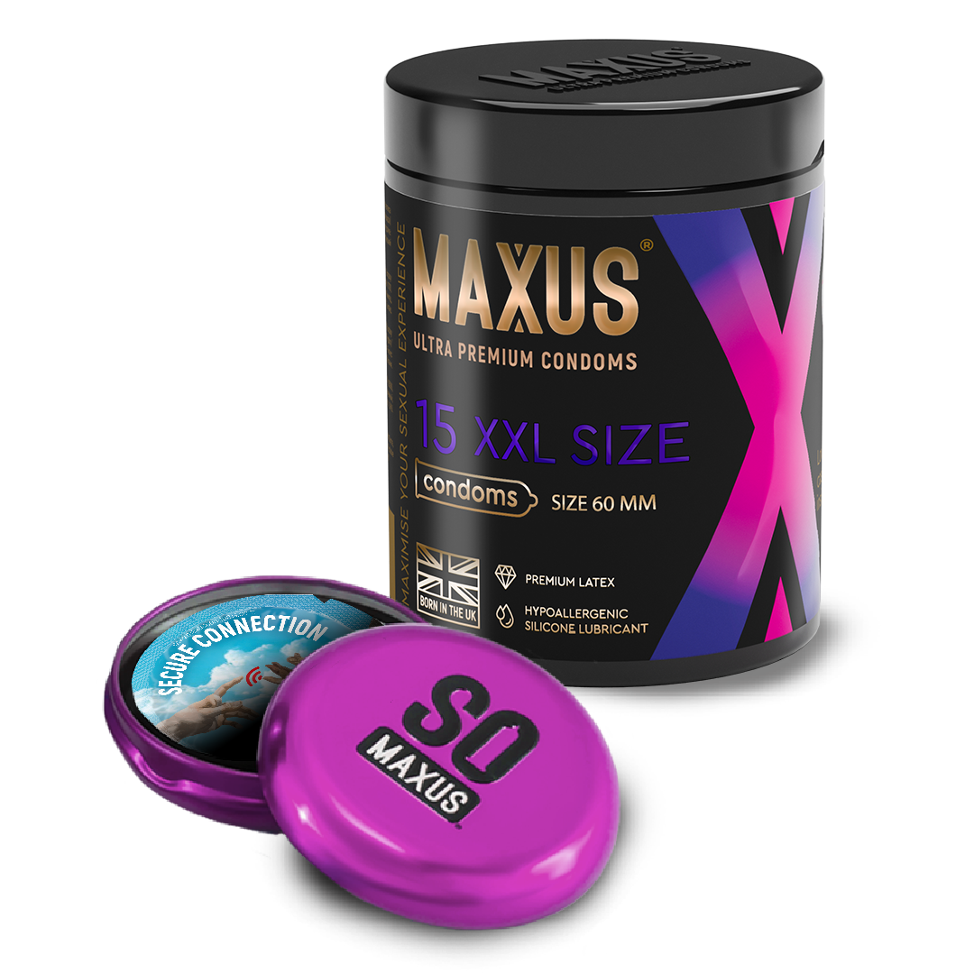  MAXUS XXL, Презервативы латексные, увеличенные, с железным кейсом, 15 шт.