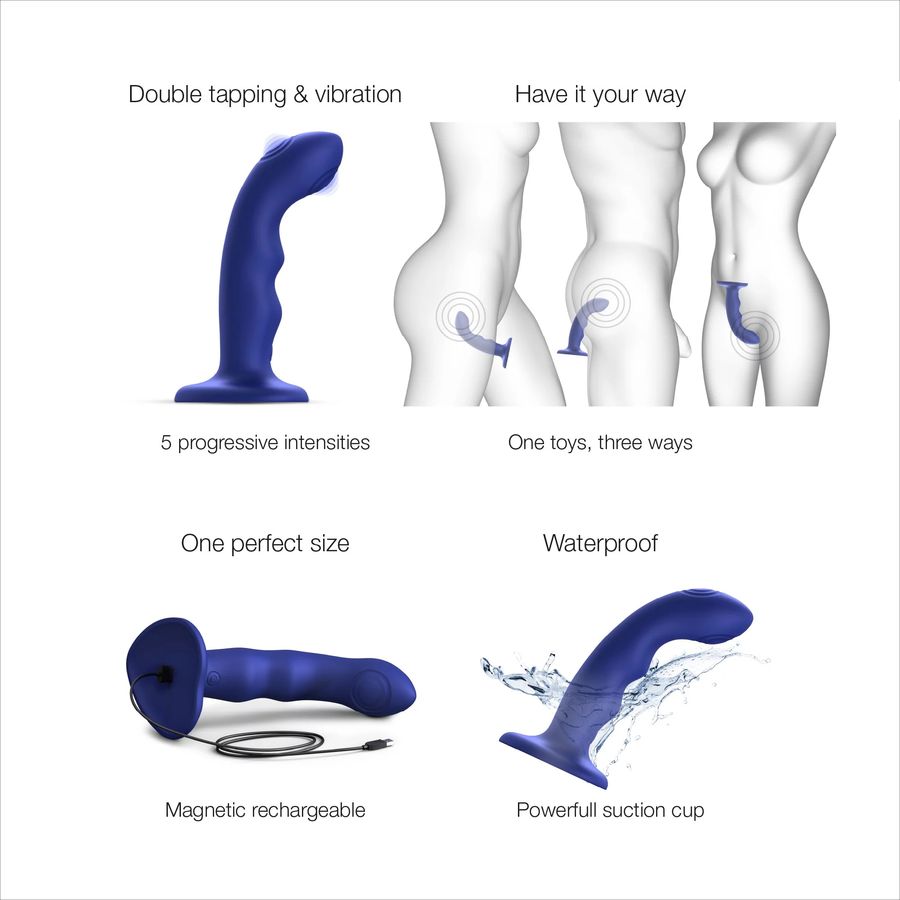  Стимулятор Strap-On-Me Tapping Dildo Wave синий