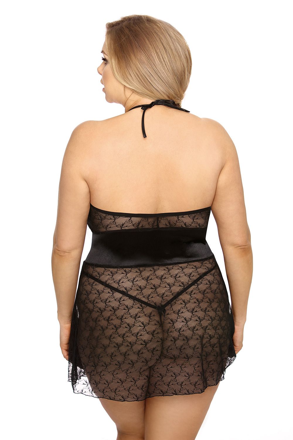  Сорочка + стринги Rhiannon, черная, размер 5XL - 6XL.