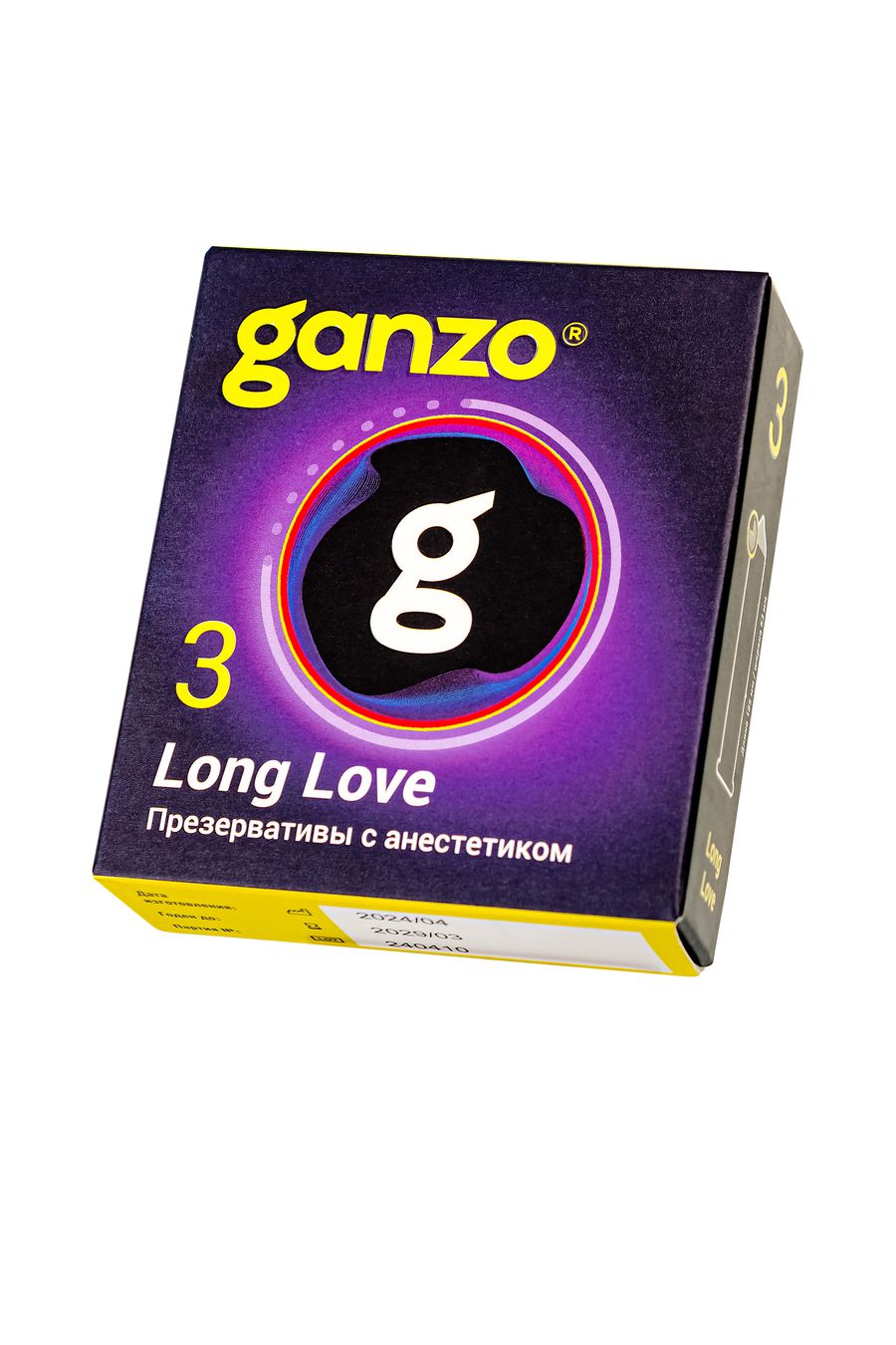  GANZO LONG LOVE, Презервативы латексные с анестезирующим эффектом, 3 шт.