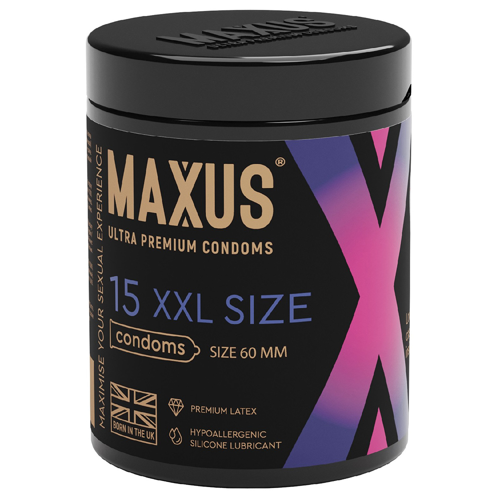  MAXUS XXL, Презервативы латексные, увеличенные, с железным кейсом, 15 шт.