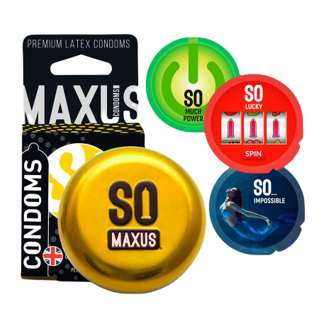  MAXUS Special, Презервативы латексные, точечно - ребристые, железный кейс, 3 шт.