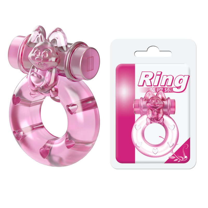  Эрекционное виброкольцо Pink bunny, диаметр 1,5 см.