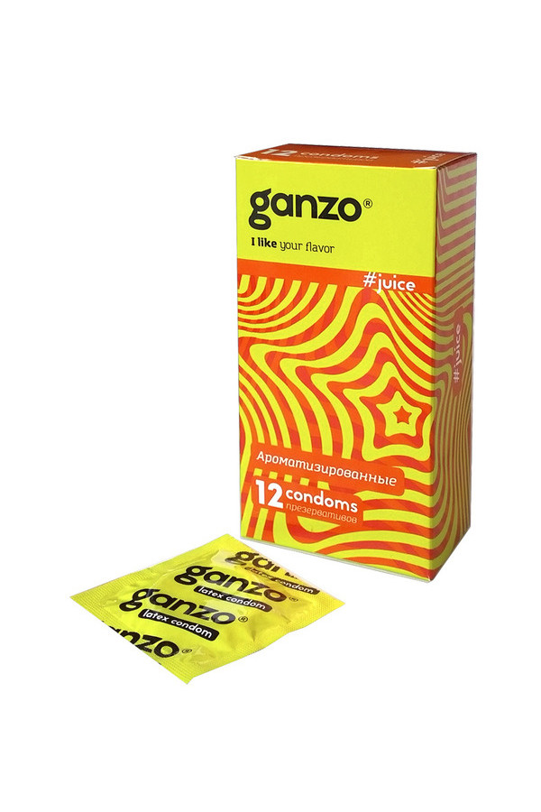  GANZO JUICE, Презервативы латексные ароматизированные, 12 шт.